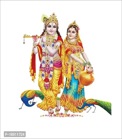 Decor Kraft Radha Krishna with Peocock Wall Sticker  Decal,Size- 50 Cm X 30 Cm,Religious