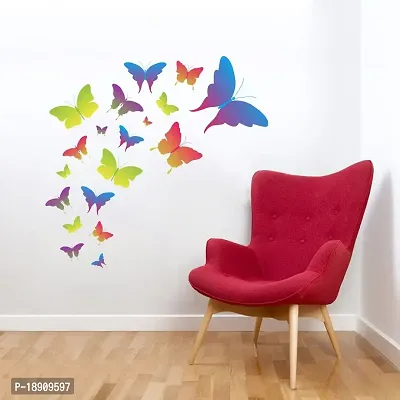 DECOR KRAFT PVC Vinyl Butterfly Stickers for Wall | Butterfly Wall Stickers, Home Decor Wall Stickers  Decal Wall Stickers [Multicolor, Size - 73 cm X 70 cm ]-thumb0