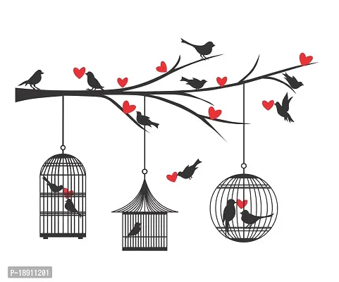 Decor Kraft Cage with Birds Wall Sticker  Decal,Size- 38 Cm X 38 Cm,Decorative