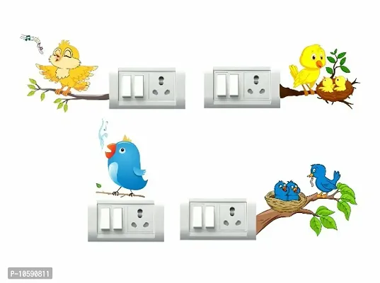 Colorful Birds Switch Board Wall Sticker set of 4