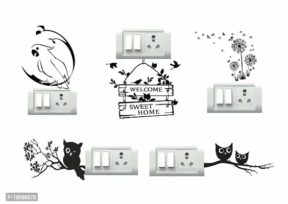 Black Bird Switch Board Wall Sticker set of 5