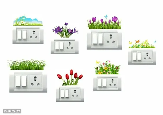 Grasses with Flowers Switch Board Wall Sticker set of 7