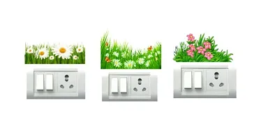 Grasses with Flowers Switch Board Wall Sticker set of 10-thumb1