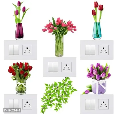 Flowerpot Switch Board Wall Sticker set of 6