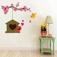 Bird House with flower Decorative Wall Sticker and Decals Pack of 1-thumb1