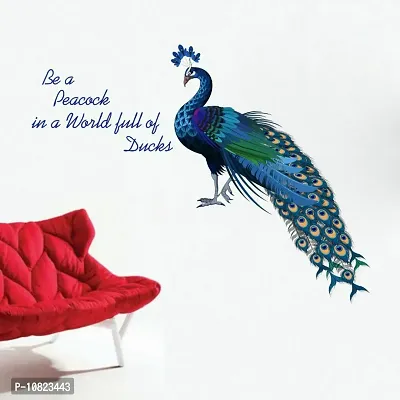 Peacock with Quote Decorative Wall Sticker and Decals Pack of 1-thumb2