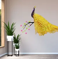 Golden Peacock Design Birds Wall Sticker and Decals Pack of 1-thumb1