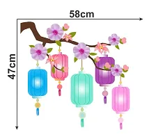 Pink Flowers with Lamps Decorative Wall Sticker and Decals Pack of 1-thumb2