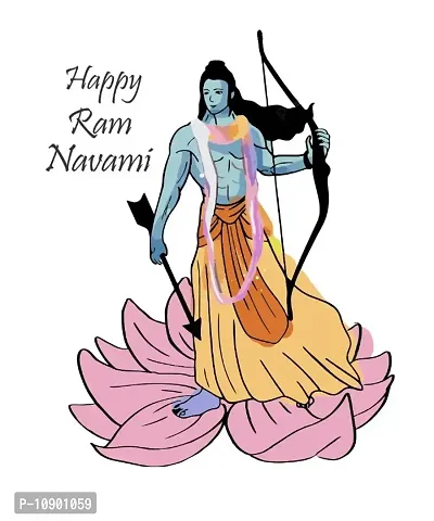 Ram Navami Design Religious Wall Sticker and Decals Pack of 1-thumb0