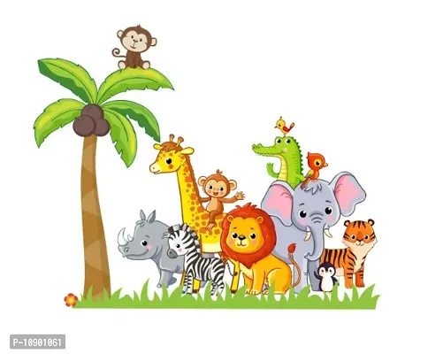 Animals with Tree Animals Wall Sticker and Decals Pack of 1