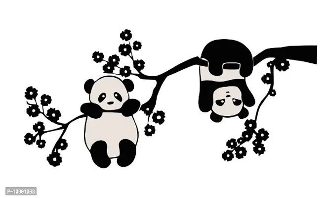 Cute Pandas on Tree Animals Wall Sticker and Decals Pack of 1