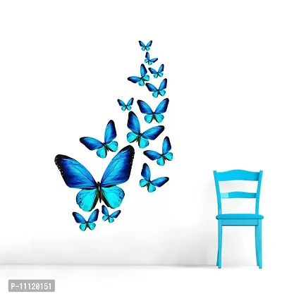 Blue Butterflies Birds Wall Sticker and Decals Pack of 1-thumb2