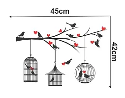 Tree with Cage or Birds Decorative Wall Sticker and Decals Pack of 1-thumb2