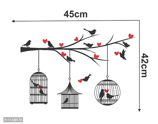 Tree with Cage or Birds Decorative Wall Sticker and Decals Pack of 1-thumb3