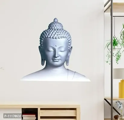 Lord Budha Silver color Religious Wall Sticker and Decals Pack of 1