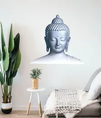 Lord Budha Silver color Religious Wall Sticker and Decals Pack of 1-thumb1