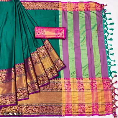 Stylish Cotton Silk Saree with Blouse piece For Women-thumb3