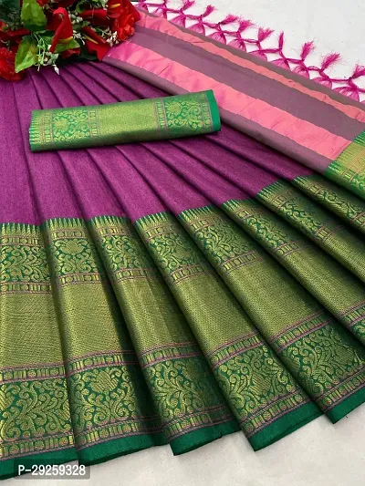 Stylish Cotton Silk Saree with Blouse piece For Women-thumb0