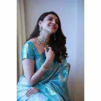 Elegant Blue Art Silk Jacquard Women Saree with Blouse Piece-thumb1