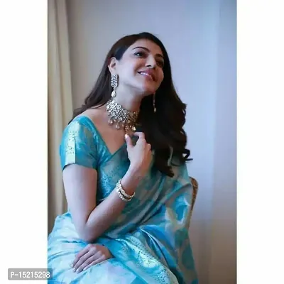 Elegant Blue Art Silk Jacquard Women Saree with Blouse Piece-thumb2