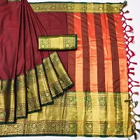 Stylish Cotton Silk Saree with Blouse piece For Women-thumb2