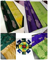 Elegant Multicoloured Art Silk Jacquard Women Saree with Blouse Piece-thumb1