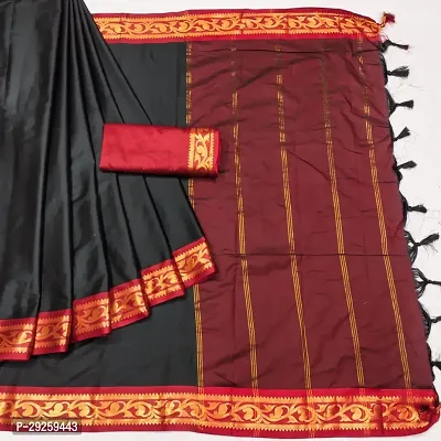 Stylish Cotton Silk Saree with Blouse piece For Women-thumb3