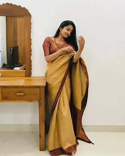 New In Art Silk Saree with Blouse piece 