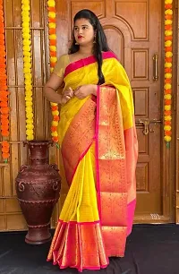 Stylish Women Silk Blend Jacquard Saree with Blouse piece-thumb1