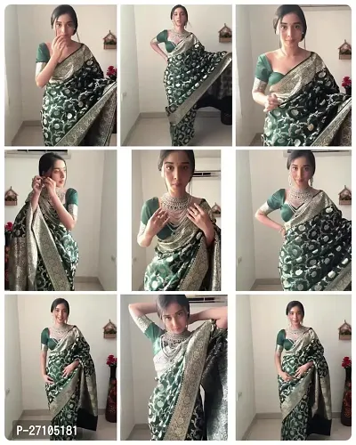 Stylish Women Banarasi Silk Jacquard Saree with Blouse piece-thumb3