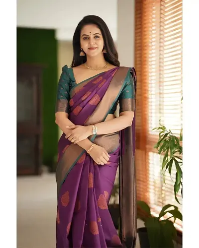 Sttylish Women Banarasi Silk Saree with Blouse Piece