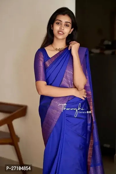 Stylish Women Silk Blend Jacquard Saree with Blouse piece-thumb2