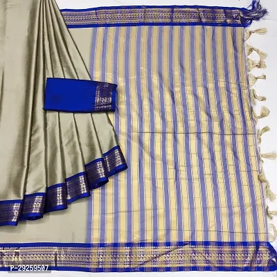 Stylish Cotton Silk Saree with Blouse piece For Women-thumb2