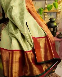 Stylish Women Silk Blend Jacquard Saree with Blouse piece-thumb1