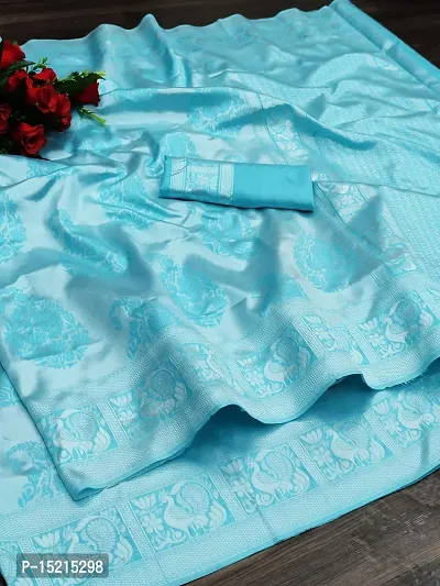 Elegant Blue Art Silk Jacquard Women Saree with Blouse Piece-thumb3