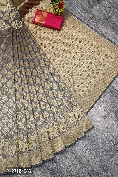 Stylish Women Banarasi Silk Jacquard Saree with Blouse piece-thumb2