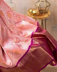 Stylish Women Silk Blend Jacquard Saree with Blouse piece-thumb1