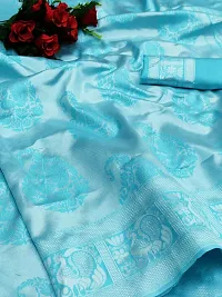 Elegant Blue Art Silk Jacquard Women Saree with Blouse Piece-thumb3