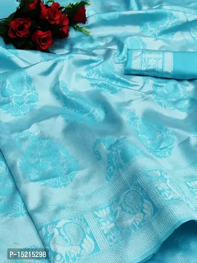 Elegant Blue Art Silk Jacquard Women Saree with Blouse Piece-thumb4