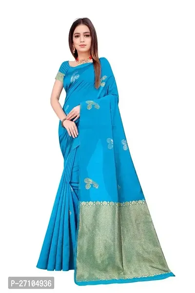 Stylish Women Silk Blend Jacquard Saree with Blouse piece-thumb0