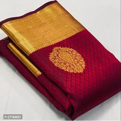 Stylish Women Silk Blend Jacquard Saree with Blouse piece-thumb0