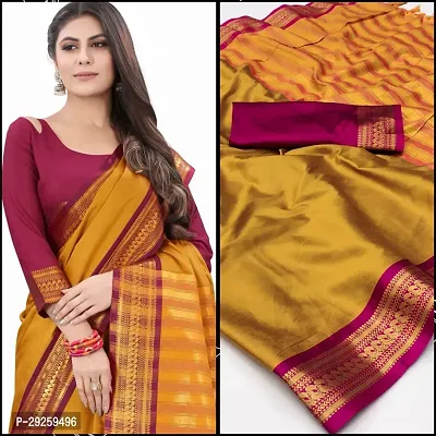 Stylish Cotton Silk Saree with Blouse piece For Women-thumb3