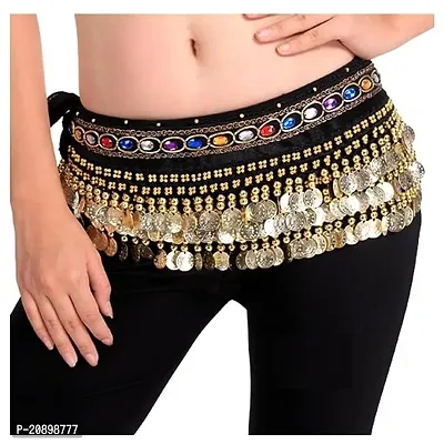 MasterEcom Velvet Belly Dance Belt/Hip Scarf/ Waistband Belt Skirt/ Golden Coin Belt for Women-thumb0