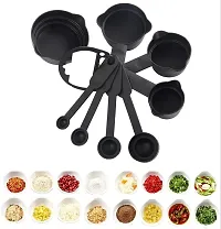 Plastic Measuring Spoon and Cup Set, Measuring Cups and Spoons Set, Measuring Spoon Set Plastic Measuring Spoon Set (Black, 8-Pieces ), Mix Size-thumb1