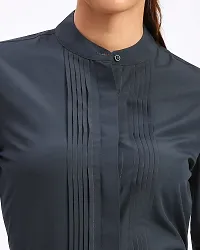 Elegant Grey Polycotton Solid Shirt For Women-thumb4