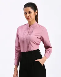 Elegant Pink Polycotton Solid Shirt For Women-thumb4