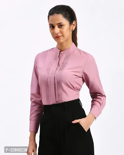 Elegant Pink Polycotton Solid Shirt For Women-thumb5