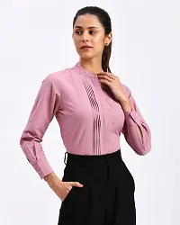 Elegant Pink Polycotton Solid Shirt For Women-thumb3