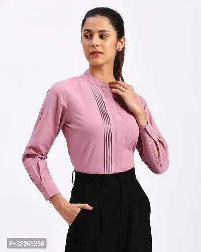 Elegant Pink Polycotton Solid Shirt For Women-thumb4