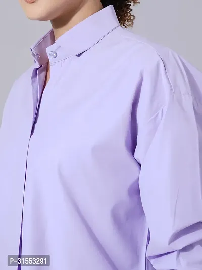 Elegant Purple Cotton Blend Solid Shirt For Women-thumb4